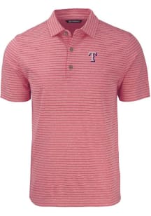 Cutter and Buck Texas Rangers Mens Red Forge Heather Stripe Short Sleeve Polo