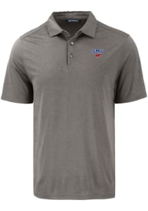 Cutter and Buck SMU Mustangs Mens Grey Coastline Eco Short Sleeve Polo