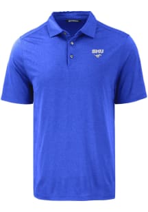 Cutter and Buck SMU Mustangs Mens Blue Coastline Eco Short Sleeve Polo