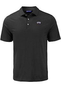 Cutter and Buck TCU Horned Frogs Mens Black Coastline Eco Short Sleeve Polo
