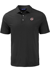 Cutter and Buck Massachusetts Minutemen Mens Black Coastline Eco Short Sleeve Polo