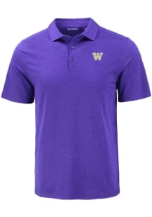 Mens Washington Huskies Purple Cutter and Buck Coastline Eco Short Sleeve Polo Shirt