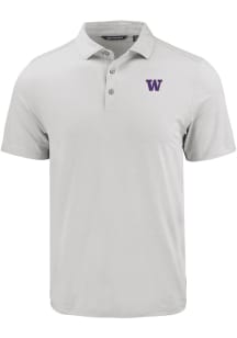 Mens Washington Huskies Charcoal Cutter and Buck Coastline Eco Short Sleeve Polo Shirt
