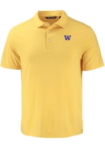 Mens Washington Huskies Yellow Cutter and Buck Coastline Eco Short Sleeve Polo Shirt