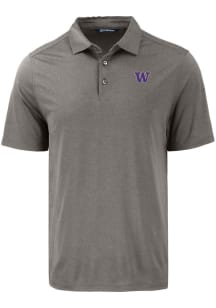 Mens Washington Huskies Grey Cutter and Buck Coastline Eco Short Sleeve Polo Shirt