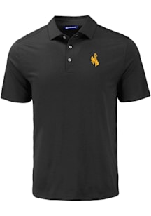 Cutter and Buck Wyoming Cowboys Mens Black Coastline Eco Short Sleeve Polo