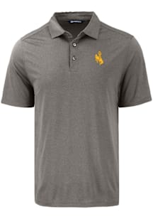 Cutter and Buck Wyoming Cowboys Mens Grey Coastline Eco Short Sleeve Polo