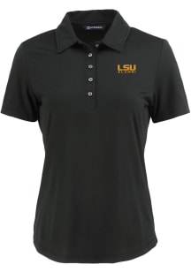 Cutter and Buck LSU Tigers Womens Black Alumni Coastline Eco Short Sleeve Polo Shirt