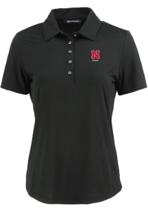 Cutter and Buck Nebraska Cornhuskers Womens Black Alumni Coastline Eco Short Sleeve Polo Shirt