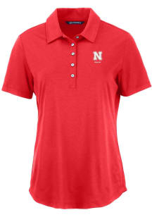 Womens Nebraska Cornhuskers Red Cutter and Buck Alumni Coastline Eco Short Sleeve Polo Shirt