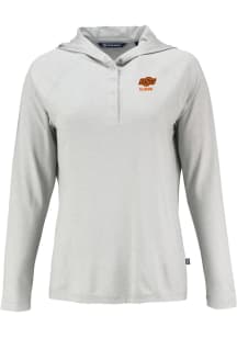 Cutter and Buck Oklahoma State Cowboys Womens Grey Alumni Coastline Eco Hooded Sweatshirt