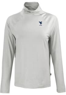 Cutter and Buck West Virginia Mountaineers Womens Grey Alumni Coastline Eco Funnel Neck Crew Swe..