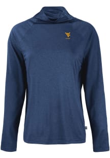 Cutter and Buck West Virginia Mountaineers Womens Navy Blue Alumni Coastline Eco Funnel Neck Cre..