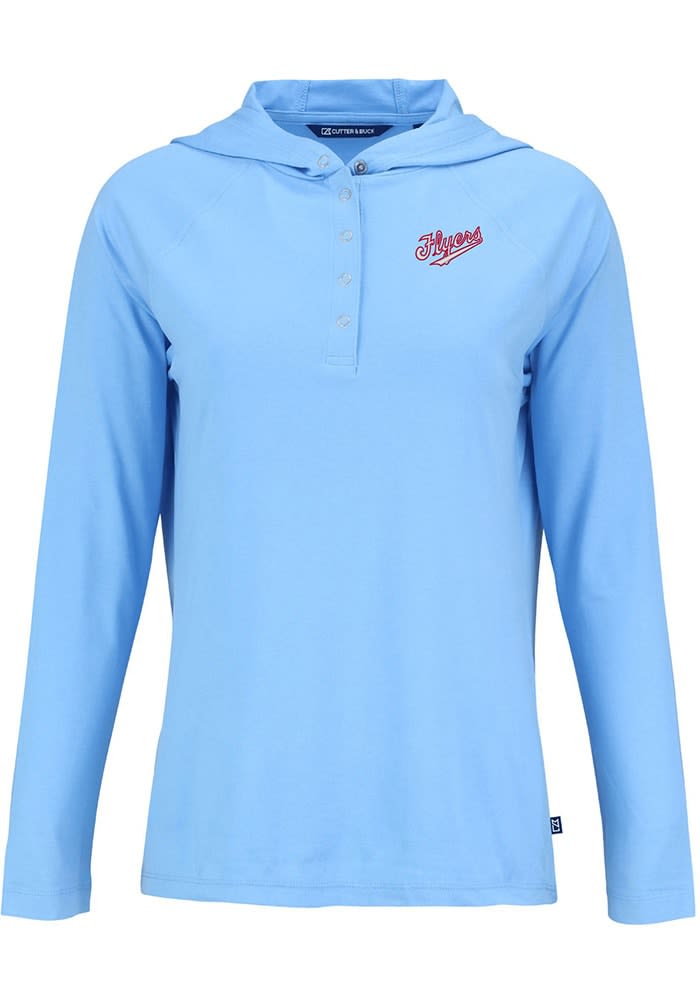 Cutter and Buck Dayton Flyers Womens Light Blue Vault Coastline Eco Hooded Sweatshirt