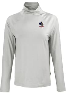 Cutter and Buck Delaware Fightin' Blue Hens Womens Grey Vault Coastline Eco Funnel Neck Crew Swe..