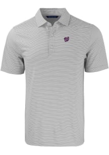 Cutter and Buck Washington Nationals Mens Grey Forge Double Stripe Short Sleeve Polo