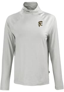 Cutter and Buck Grambling State Tigers Womens Grey Vault Coastline Eco Funnel Neck Crew Sweatshirt