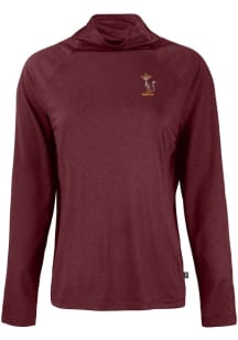 Womens Minnesota Golden Gophers Maroon Cutter and Buck Vault Coastline Eco Funnel Neck Crew Swea..