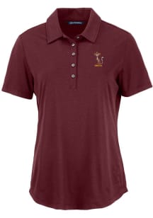 Womens Minnesota Golden Gophers Maroon Cutter and Buck Vault Coastline Eco Short Sleeve Polo Shi..