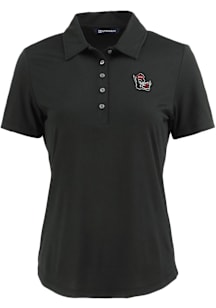 Cutter and Buck NC State Wolfpack Womens Black Vault Coastline Eco Short Sleeve Polo Shirt