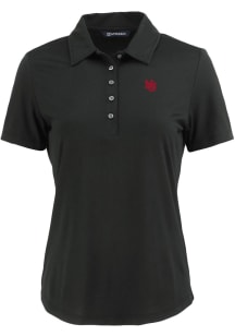 Womens Nebraska Cornhuskers Black Cutter and Buck Vault Coastline Eco Short Sleeve Polo Shirt