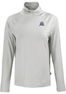 Womens Northwestern Wildcats Grey Cutter and Buck Vault Coastline Eco Funnel Neck Crew Sweatshir..