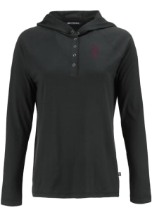Cutter and Buck Southern Illinois Salukis Womens Black Vault Coastline Eco Hooded Sweatshirt