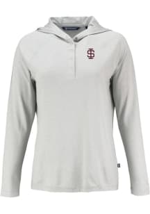 Cutter and Buck Southern Illinois Salukis Womens Grey Vault Coastline Eco Hooded Sweatshirt