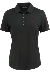 Cutter and Buck Southern Illinois Salukis Womens Black Vault Coastline Eco Short Sleeve Polo Shi..