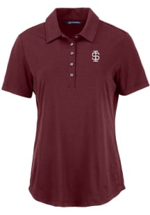 Cutter and Buck Southern Illinois Salukis Womens Maroon Vault Coastline Eco Short Sleeve Polo Sh..
