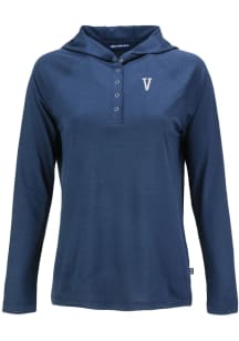 Cutter and Buck Villanova Wildcats Womens Navy Blue Vault Coastline Eco Hooded Sweatshirt