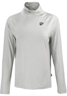 Cutter and Buck West Virginia Mountaineers Womens Grey Vault Coastline Eco Funnel Neck Crew Swea..