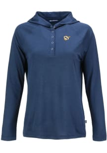 Cutter and Buck West Virginia Mountaineers Womens Navy Blue Vault Coastline Eco Hooded Sweatshir..