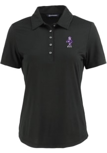 Womens K-State Wildcats Black Cutter and Buck Vintage Wabash Coastline Eco Short Sleeve Polo Shi..