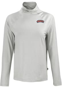 Cutter and Buck Delaware State Hornets Womens Grey Coastline Eco Funnel Neck Crew Sweatshirt