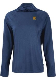 Cutter and Buck East Tennesse State Buccaneers Womens Navy Blue Coastline Eco Funnel Neck Crew S..