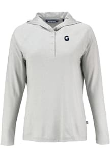 Cutter and Buck Georgetown Hoyas Womens Grey Coastline Eco Hooded Sweatshirt