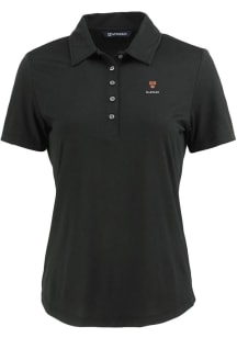 Cutter and Buck Harvard Crimson Womens Black Coastline Eco Short Sleeve Polo Shirt