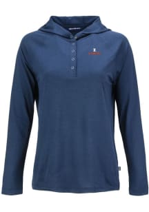 Womens Illinois Fighting Illini Navy Blue Cutter and Buck Coastline Eco Hooded Sweatshirt