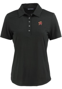 Womens Maryland Terrapins Black Cutter and Buck Coastline Eco Short Sleeve Polo Shirt