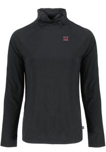 Cutter and Buck Miami RedHawks Womens Black Coastline Eco Funnel Neck Crew Sweatshirt