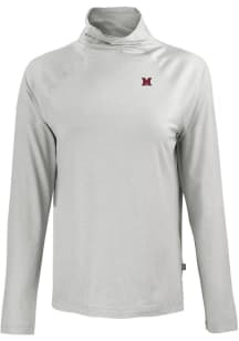 Cutter and Buck Miami RedHawks Womens Grey Coastline Eco Funnel Neck Crew Sweatshirt