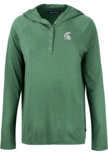 Cutter and Buck Michigan State Spartans Womens Green Coastline Eco Hooded Sweatshirt