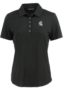 Womens Michigan State Spartans Black Cutter and Buck Coastline Eco Short Sleeve Polo Shirt