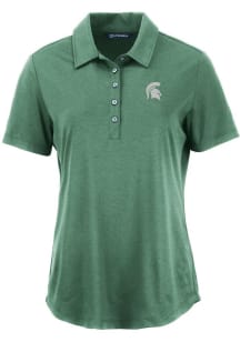 Womens Michigan State Spartans Green Cutter and Buck Coastline Eco Short Sleeve Polo Shirt