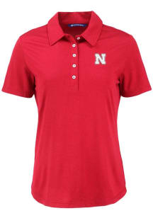 Womens Nebraska Cornhuskers Cardinal Cutter and Buck Coastline Eco Short Sleeve Polo Shirt