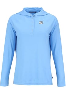 Cutter and Buck North Carolina Tar Heels Womens Light Blue Coastline Eco Hooded Sweatshirt