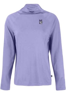 Womens Northwestern Wildcats Purple Cutter and Buck Coastline Eco Funnel Neck Crew Sweatshirt