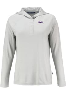 Cutter and Buck NYU Violets Womens Grey Coastline Eco Hooded Sweatshirt