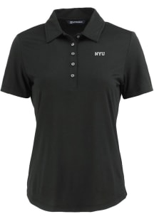 Cutter and Buck NYU Violets Womens Black Coastline Eco Short Sleeve Polo Shirt